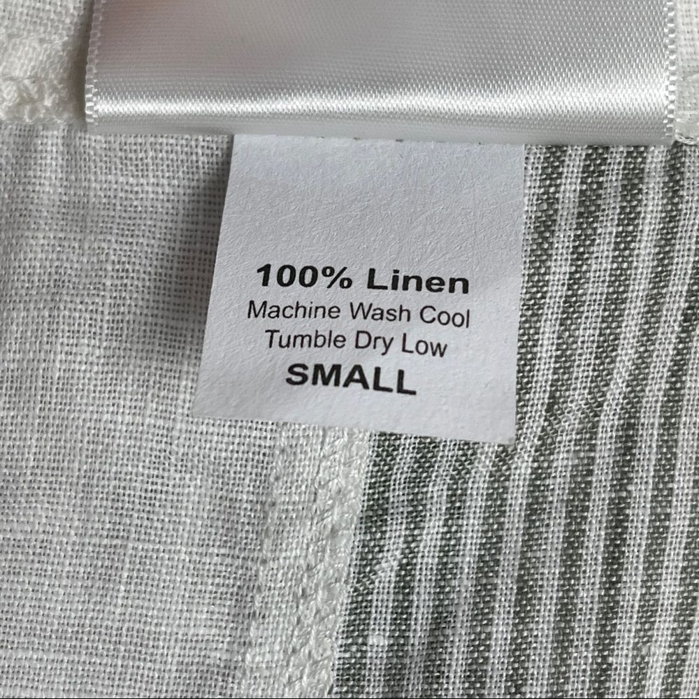 ODILE 100% linen button down white blue contrast shirt top, size S - Picture 13 of 13